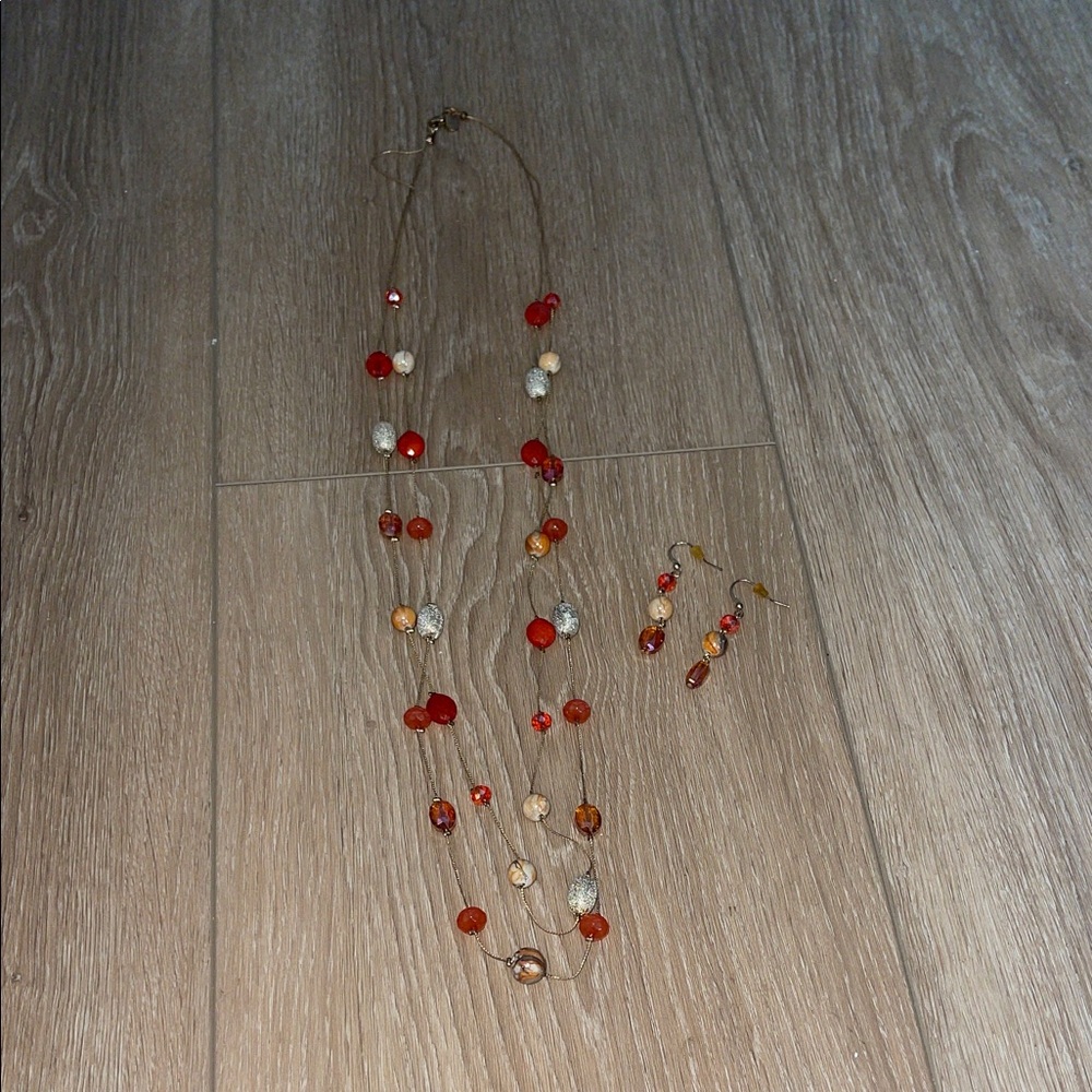 Elegant Multicolor Beaded Necklace and Earring Set